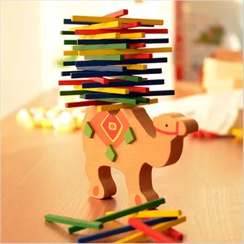 Baba Játékok Oktatási Elefánt/Teve Kiegyensúlyozó Blokkok Fa Játék, Fa Egyensúly Játék Montessori Blokk Ajándék A Gyermek MU881831