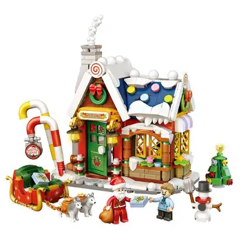 788pcs Gyerekek Mini Blokkok Építészet Boldog Karácsonyt Ház Télapó, Hóember, karácsonyfa építőkövei Tégla Oktatási Kirakós Játék