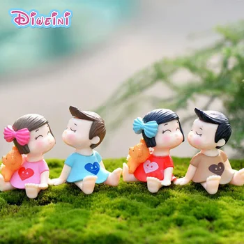 Íj Szerető Mini Fiú Lány Modell Figurák Esküvői Baba Miniatúrák Pár otthon Kert Dekoráció Lány játék DIY ajándék tartozékok