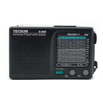 TECSUN R-909 Hordozható Rádió FM MW VAGYOK SW Rövidhullámú 9 Zenekarok világvevő 360 fokban Forgó Rúd Antenna Rádió Támogatása Hajó 0
