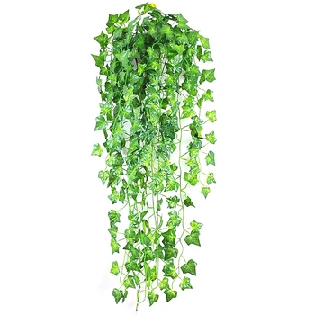 1db 210Cm Mesterséges Zöld Növények Lóg Borostyán Levelek Növények Szőlő Indul Haza lakodalom Fürdőszoba Kert, Dekoráció