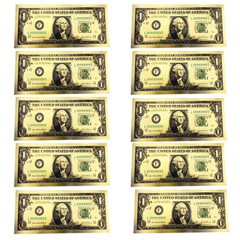 10db USA 1 Dolláros Arany Megakadályozta Platsic Bankjegy-Bill-Hamis Pénz, Amerikai Egyesült Államok Replika Érme, Ajándéktárgyak, lakberendezés