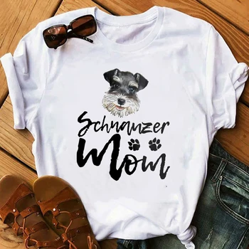 Schnauzer anya póló nők vintage fehér kutya szerető ajándék póló női nyári felső ruhát grafikus tshirt camisas mujer póló