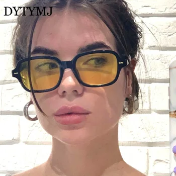 DYTYMJ Tér Napszemüveg Nők 2021 Luxus Márka Tervezője Új Retro Világos Sárga napszemüvegek Férfi Vintage Szegecs Árnyalatok a Nők 0
