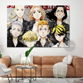 Anime Tokió Revengers Vászon Manga Dekorációs Nyomatok Poszter fali dekoráció Képek lakberendezés Nappali, Hálószoba Art Festmény