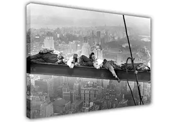 Fekete-Fehér Fotó Alszik Tetején Egy Felhőkarcoló Wall Art Vászon Festmény Művészet Plakát Nyomtatás falikép Nappali