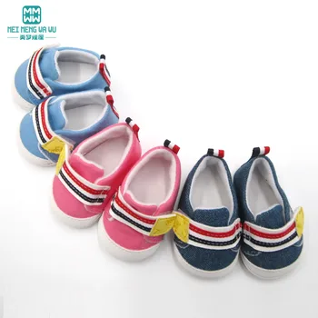 2019 új játék bébi cipő 43 cm újszülött baba kiegészítők, Amerikai baba divat Alkalmi cipő, rózsaszín, kék, kék farmer