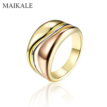 MAIKALE Új Divat Rose Gold//Arany Széles Gyűrűk a Nők Magas Minőségű Esküvői Zenekar Gyűrű Készlet Lányok Ékszerek, Kiegészítők Ajándék