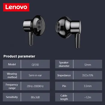 Új Lenovo QF310 Fülhallgató, Vezetékes Fejhallgató Csatlakozás, Mic In-Ear stílus Könnyű Headset Huawei iOS Android Telefon 1