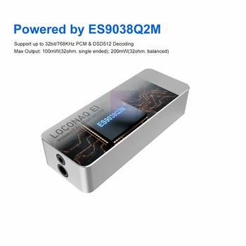 LOCONAQ E1 USB C Típusú Fejhallgató Erősítő DAC Digitális Audio Adapter HPA ES9038Q2M 3,5 mm-es, SE a 100 mw-ot, 2,5 mm-es szimmetrikus Kimenet 200mW Erősítő 1