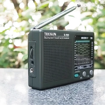 TECSUN R-909 Hordozható Rádió FM MW VAGYOK SW Rövidhullámú 9 Zenekarok világvevő 360 fokban Forgó Rúd Antenna Rádió Támogatása Hajó 1