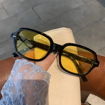 DYTYMJ Tér Napszemüveg Nők 2021 Luxus Márka Tervezője Új Retro Világos Sárga napszemüvegek Férfi Vintage Szegecs Árnyalatok a Nők 1