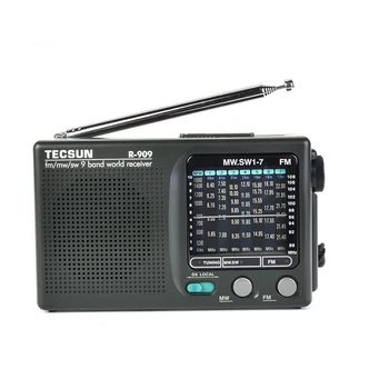 TECSUN R-909 Hordozható Rádió FM MW VAGYOK SW Rövidhullámú 9 Zenekarok világvevő 360 fokban Forgó Rúd Antenna Rádió Támogatása Hajó 3