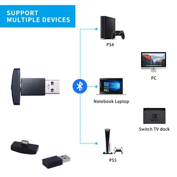 Vezeték nélküli 5.0 Bluetooth-kompatibilis Adapter USB Jeladó VF Vevő Nintend Kapcsoló PS4 PS5 PC Audio Adapter Átalakító 3
