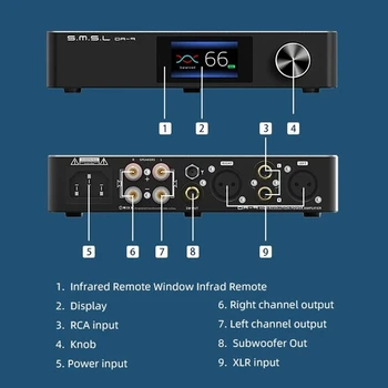 SMSL DA-9 DA9 Bluetooth 5.0 Hi-Res-Erősítő-ERŐSÍTŐ Támogatás APT - X Távirányító RCA/XLR Bemenet A SZU-9 SD-9 3