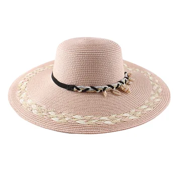 Nagy shell kagyló szalmakalap fedora kalap kalap férfiak, mind a nők strand sapka, nyári kalap shell kalap curling kalap 3