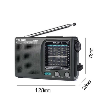 TECSUN R-909 Hordozható Rádió FM MW VAGYOK SW Rövidhullámú 9 Zenekarok világvevő 360 fokban Forgó Rúd Antenna Rádió Támogatása Hajó 5