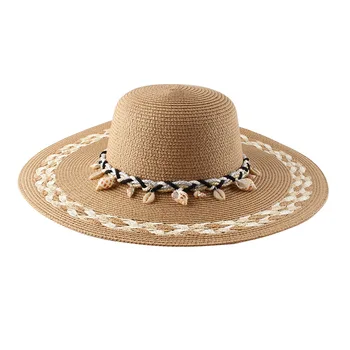 Nagy shell kagyló szalmakalap fedora kalap kalap férfiak, mind a nők strand sapka, nyári kalap shell kalap curling kalap 5