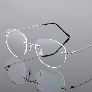 Retro Keret Nélküli, Kerek Szemüveg Nők Ultrakönnyű Optikai Szemüveg Vintage Rugalmas Ovális Szemüveg Rövidlátás Receptet Szemüveg