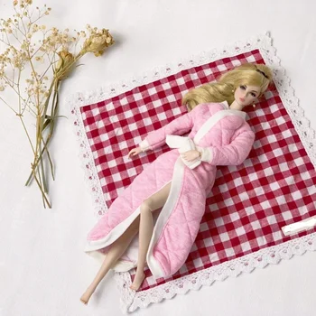 Hosszú Téli Meleg pizsama rózsaszín Ruhák Ruhák Barbie blyth kurhn Baba ruha Nightgown1/6 BJD Babák Ház lány Ajándék játék 0