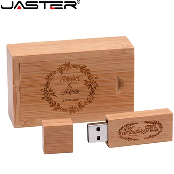JASTER Ingyenes egyéni logó USB flash meghajtó fadoboz Memory stick 128 GB pendrive 64 GB 16 GB 32 GB 4 GB Kreatív Esküvői ajándék, U Lemez 0