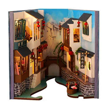 Diy Könyv Nook Mini Babaház Kit Össze Apró Ház A Karácsonyi Ajándék Roombox Fa Babaházakat Bútorok, Gyermek Játékok, Casa
