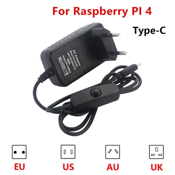 Raspberry Pi 4 Modell B 5V/3A hálózati Adapter USB-C-Típusú Töltő Tápegység áramforrás Egység Kapcsolási Csatlakozó A Raspberry Pi 3 0