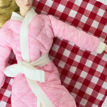 Hosszú Téli Meleg pizsama rózsaszín Ruhák Ruhák Barbie blyth kurhn Baba ruha Nightgown1/6 BJD Babák Ház lány Ajándék játék 1