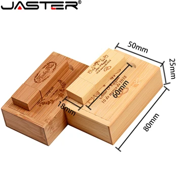 JASTER Ingyenes egyéni logó USB flash meghajtó fadoboz Memory stick 128 GB pendrive 64 GB 16 GB 32 GB 4 GB Kreatív Esküvői ajándék, U Lemez 1