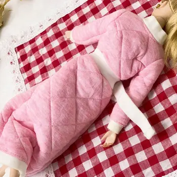 Hosszú Téli Meleg pizsama rózsaszín Ruhák Ruhák Barbie blyth kurhn Baba ruha Nightgown1/6 BJD Babák Ház lány Ajándék játék 2