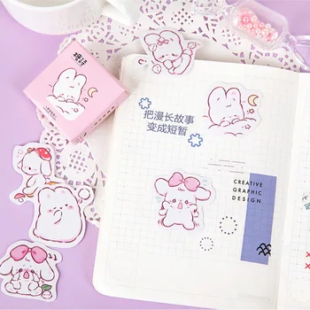 45pcs/rajzfilm aranyos rózsaszín rózsaszín nyúl napi sorozat, dekorációs matricák kawaii napló tervező scrapbook koreai ajándék, írószer stick 2