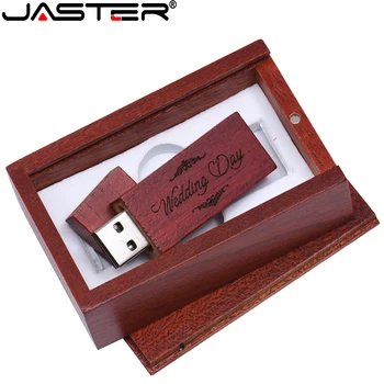 JASTER Ingyenes egyéni logó USB flash meghajtó fadoboz Memory stick 128 GB pendrive 64 GB 16 GB 32 GB 4 GB Kreatív Esküvői ajándék, U Lemez 2