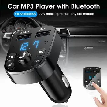 1db Bluetooth Verzió 5.0 Fm Transmitter Autóba Játékos Autó Gyors Auto Kártya Qc3.0 Kettős Töltő Voltmérő Tartozékok Készlet Usb Wi O5p1 3